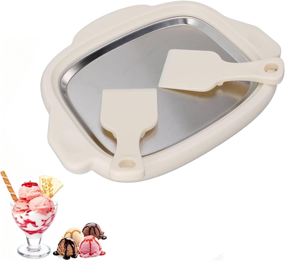 IJsmachine voor gerold ijs, roestvrijstalen ijsbraadmachine, ijsschaal, ijsblokjesmaker voor kinderen, zelfgemaakt ijs - ShopVlot