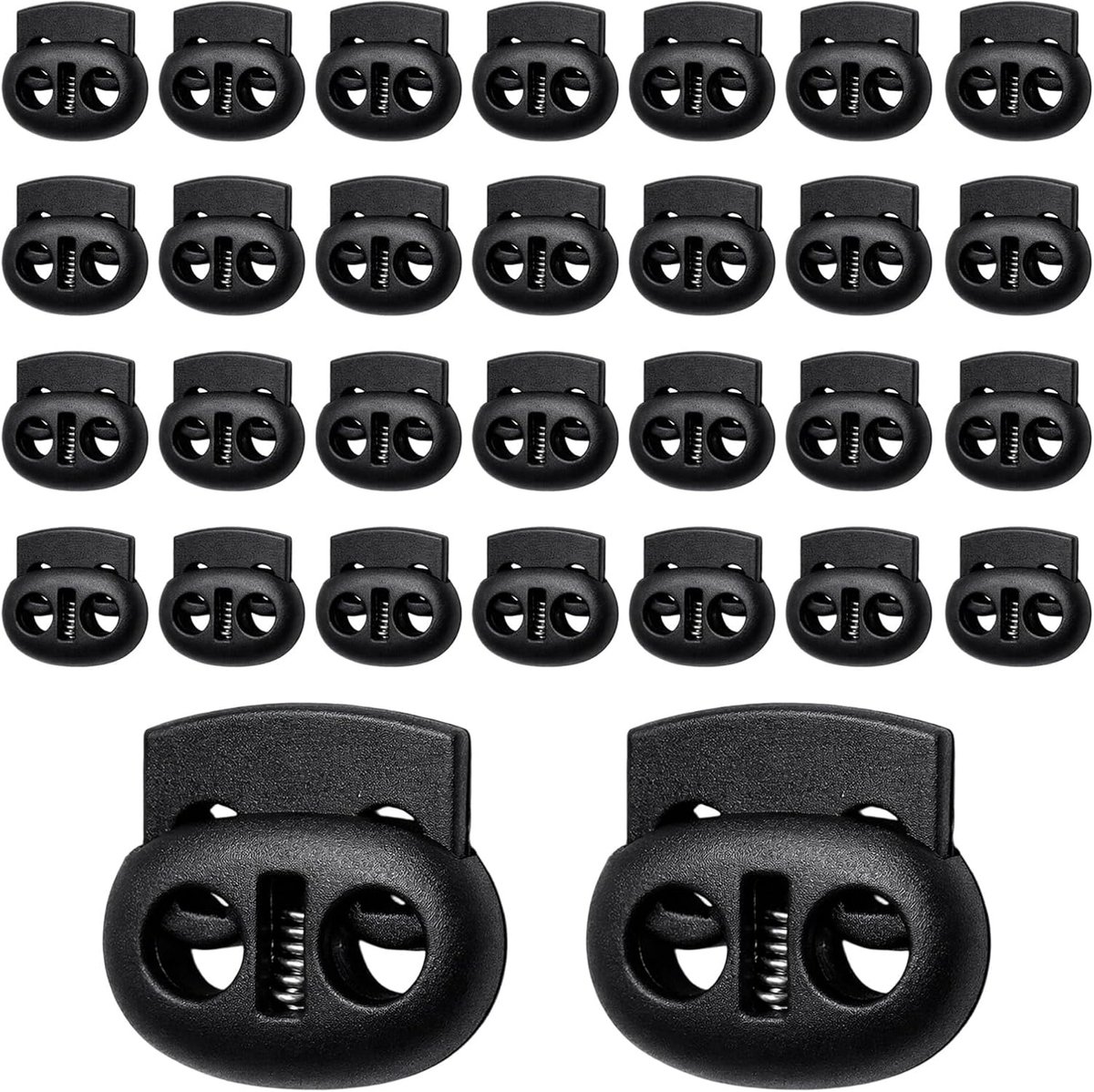 Pack of 30 cord stopper, 2 holes, laces, quick release made of plastic, cord clamp with spring, cord stopper large for - ShopVlot