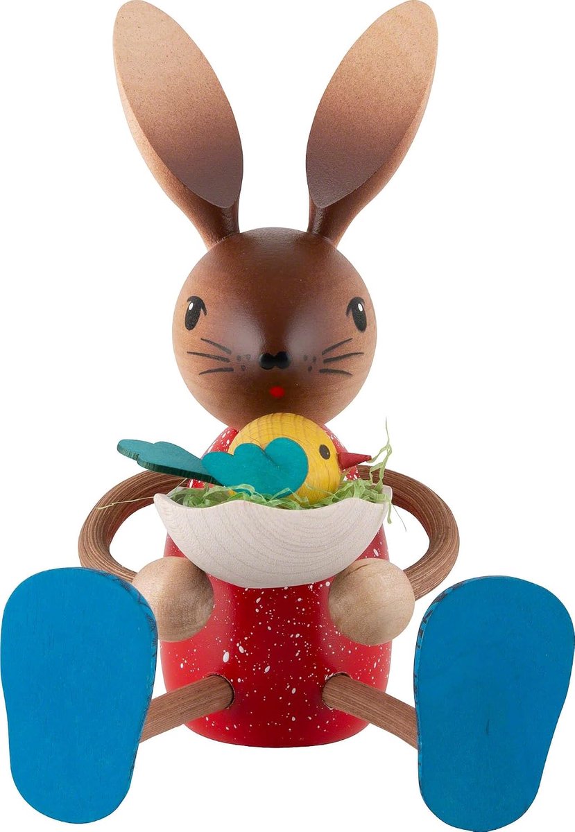 Drechslerei Kuhnert - Easter decoration / Easter bunny - Cow rabbit girl with chick - made of wood - ShopVlot