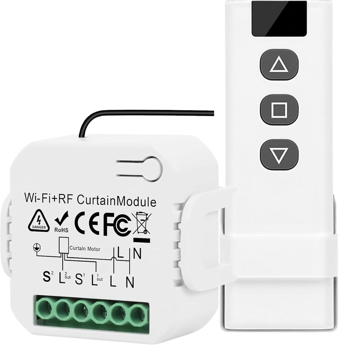 DEWIN Slimme gordijnschakelaar, 16A elektrische gordijnschakelaar, draadloze afstandsbediening, RF WIFI Smart Home - ShopVlot