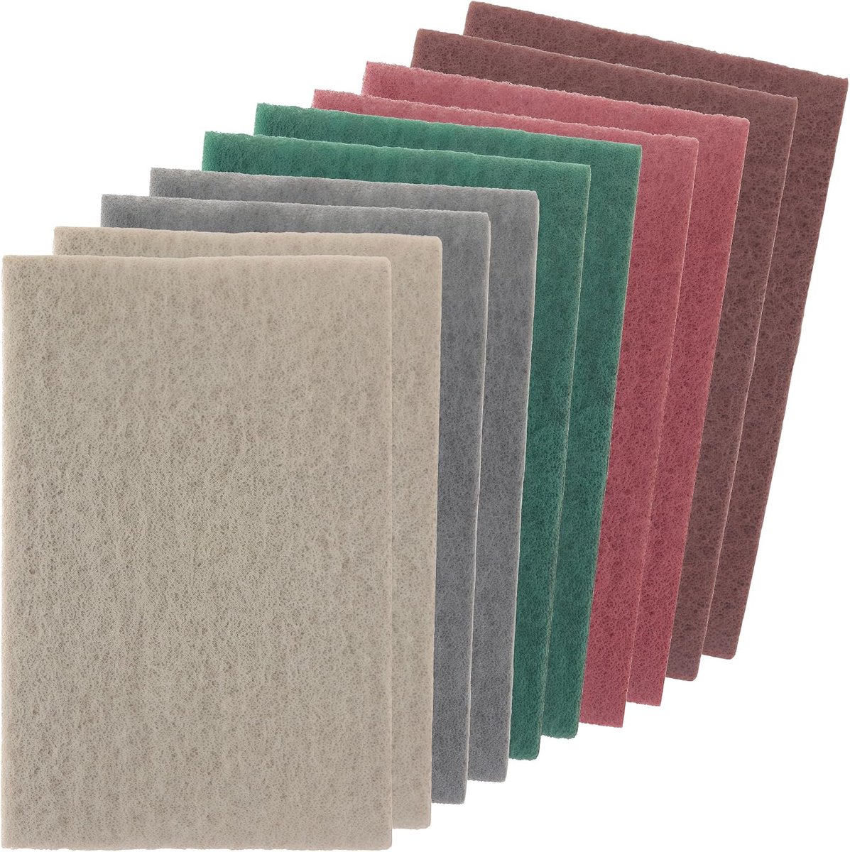 Schuurvilt pads set 150x230mm - 10 stuks - 5 korrelgroottes voor metaal en hout - Precisie polijsten - ShopVlot
