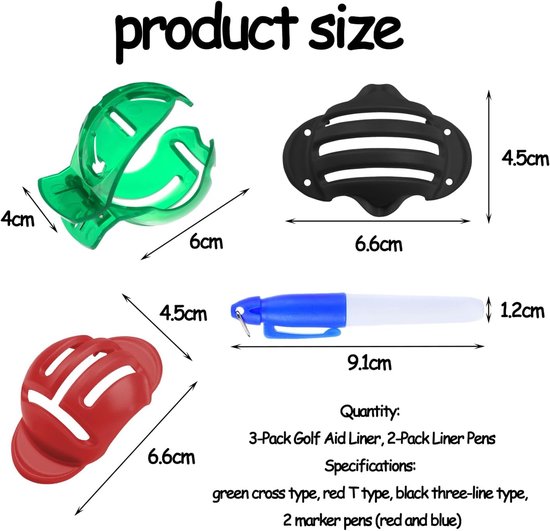 Golf bal lijnhulpmiddelen set - 3 stuks kleurvarianten - inclusief markerpennen - verbeter je schotnauwkeurigheid - ShopVlot van GOLF — afbeelding 5
