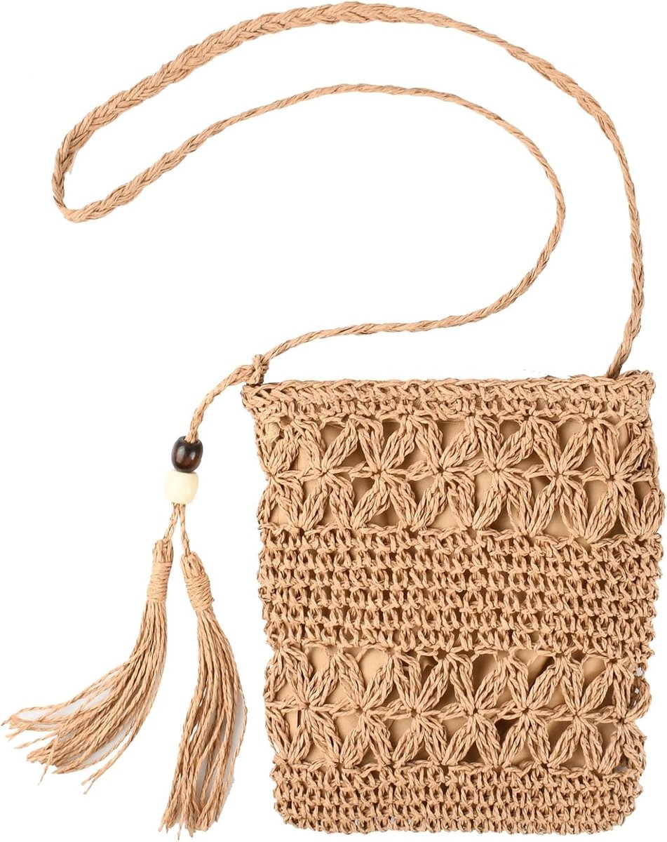 Schoudertas dames - handgeweven vintage - lichte crossbody tas - ideaal voor strand en vakantie - ShopVlot
