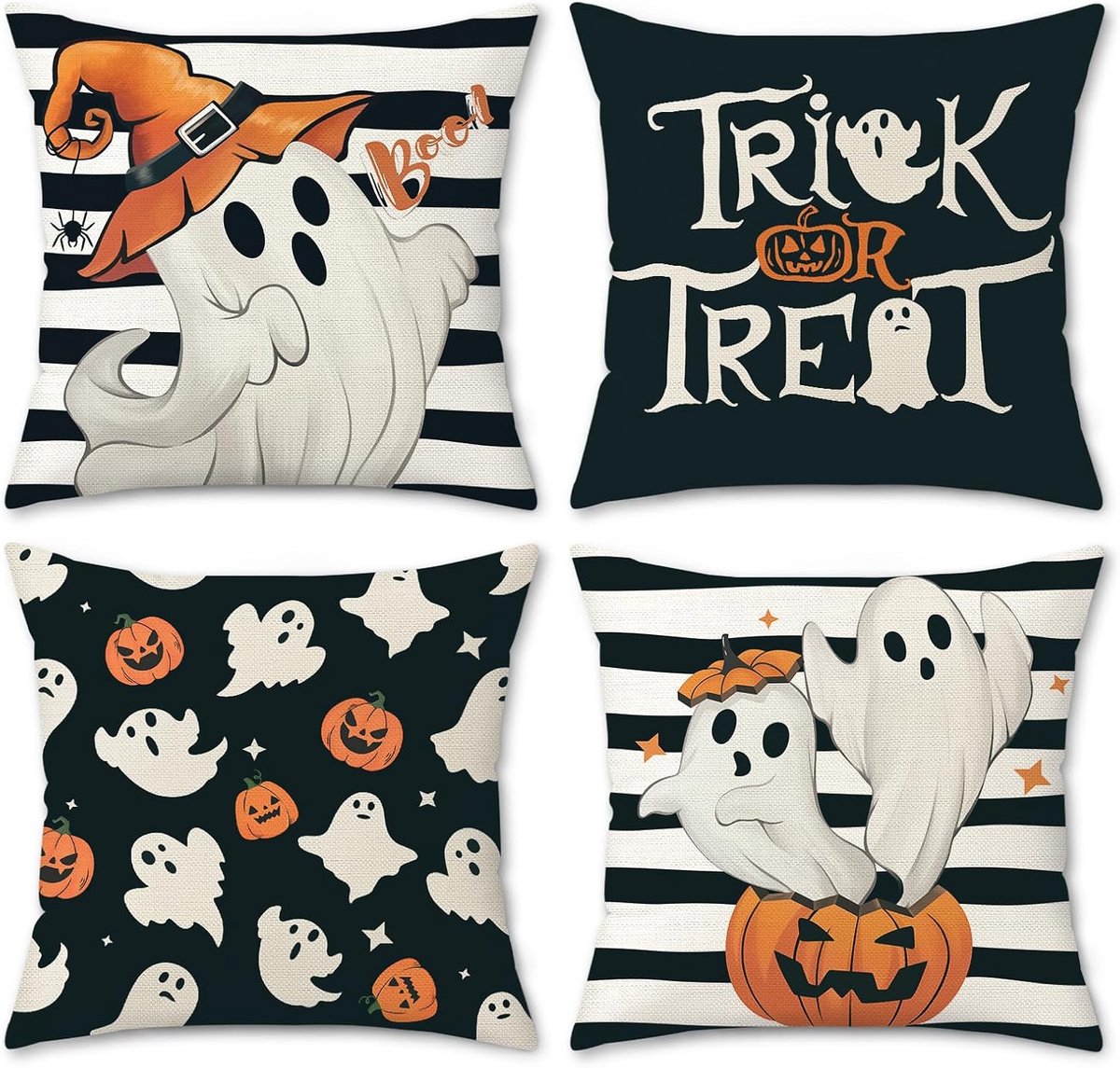 Kussenhoezen 45 x 45 cm - Polyester Linnen - Halloween Spookthema - Creëer een griezelige sfeer - ShopVlot