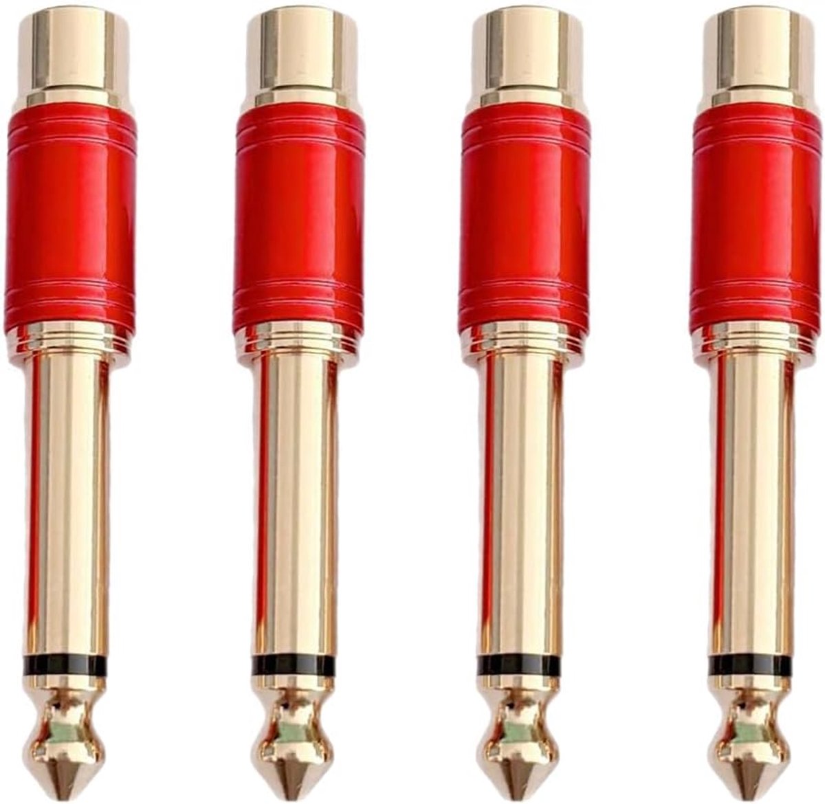 Adapter jack naar cinch rood - 4 stuks - hoogwaardige koper - betrouwbare audio-overdracht - ShopVlot