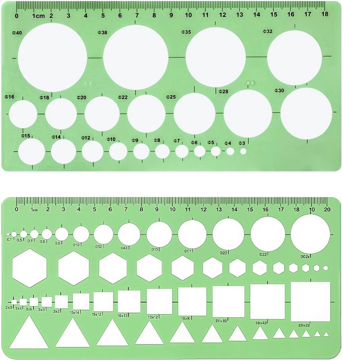 tekenmalen set - 2 stuks - kunststof - voor nauwkeurig meten en tekenen - ShopVlot