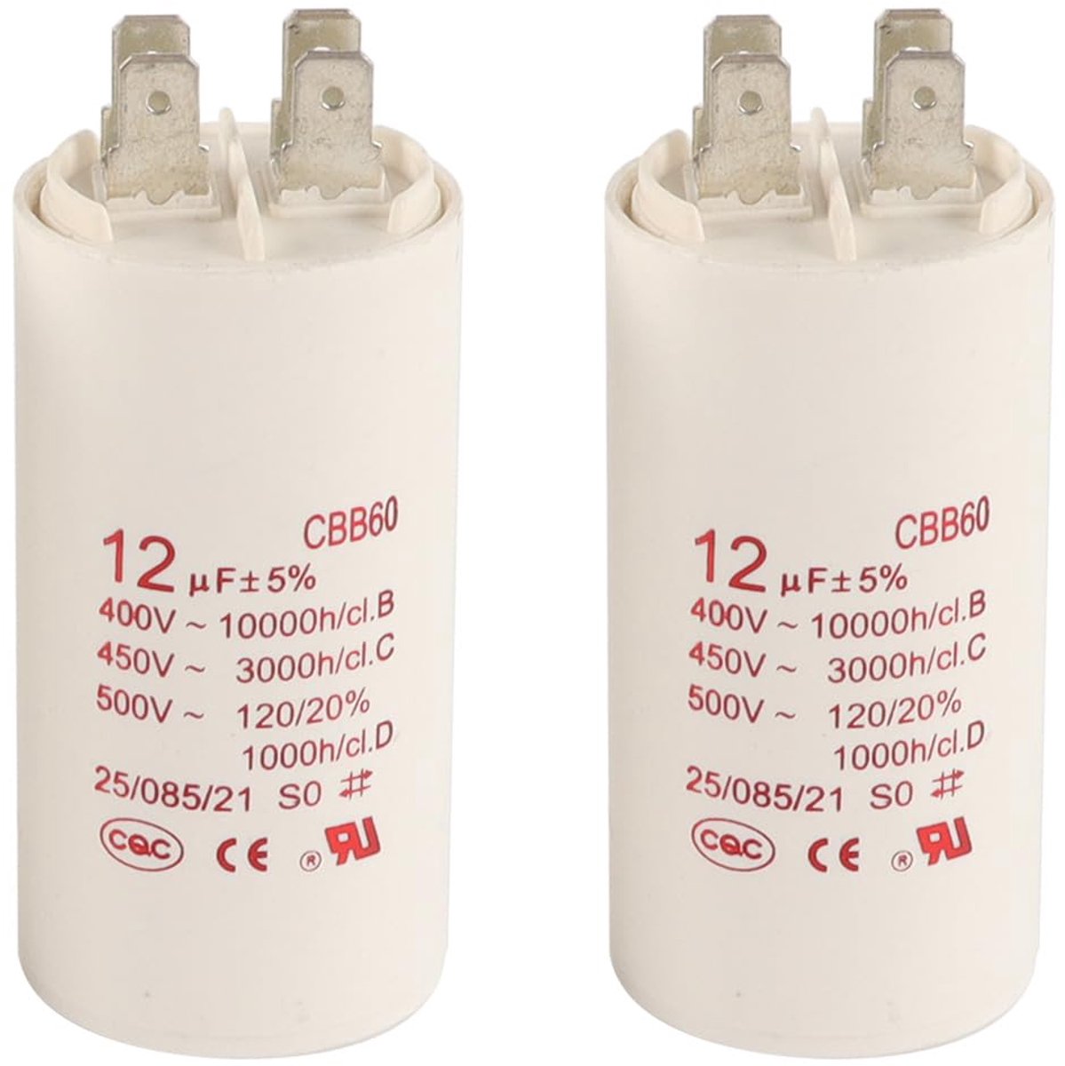 CBB60 12uF 450V AC bedrijfscondensator - 2-pack - 4-pins - betrouwbare motorstart - ShopVlot