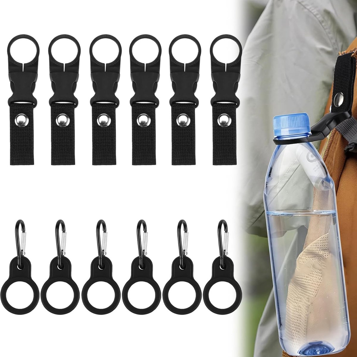 Waterfleshouder 12 Stuks - Nylon en ABS - Met Clip voor Riem - Altijd je waterfles bij de hand - ShopVlot