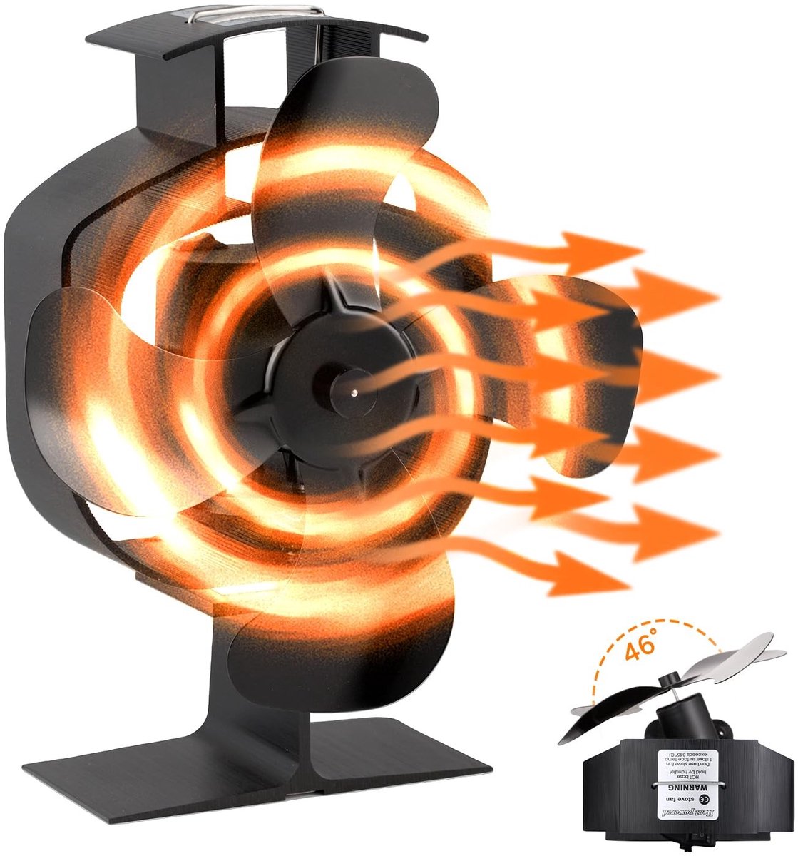 Solidchoice - Oscillerende Houtkachel Ventilator met 4 Bladen