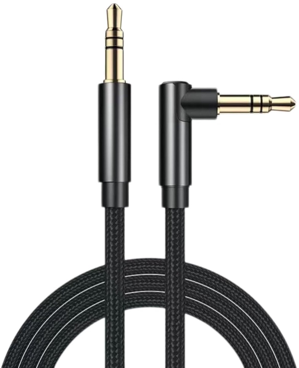AUX Audio Kabel 3.5mm - 2m - 90 Graden Hoek - Ideaal voor Auto en Speakers - ShopVlot