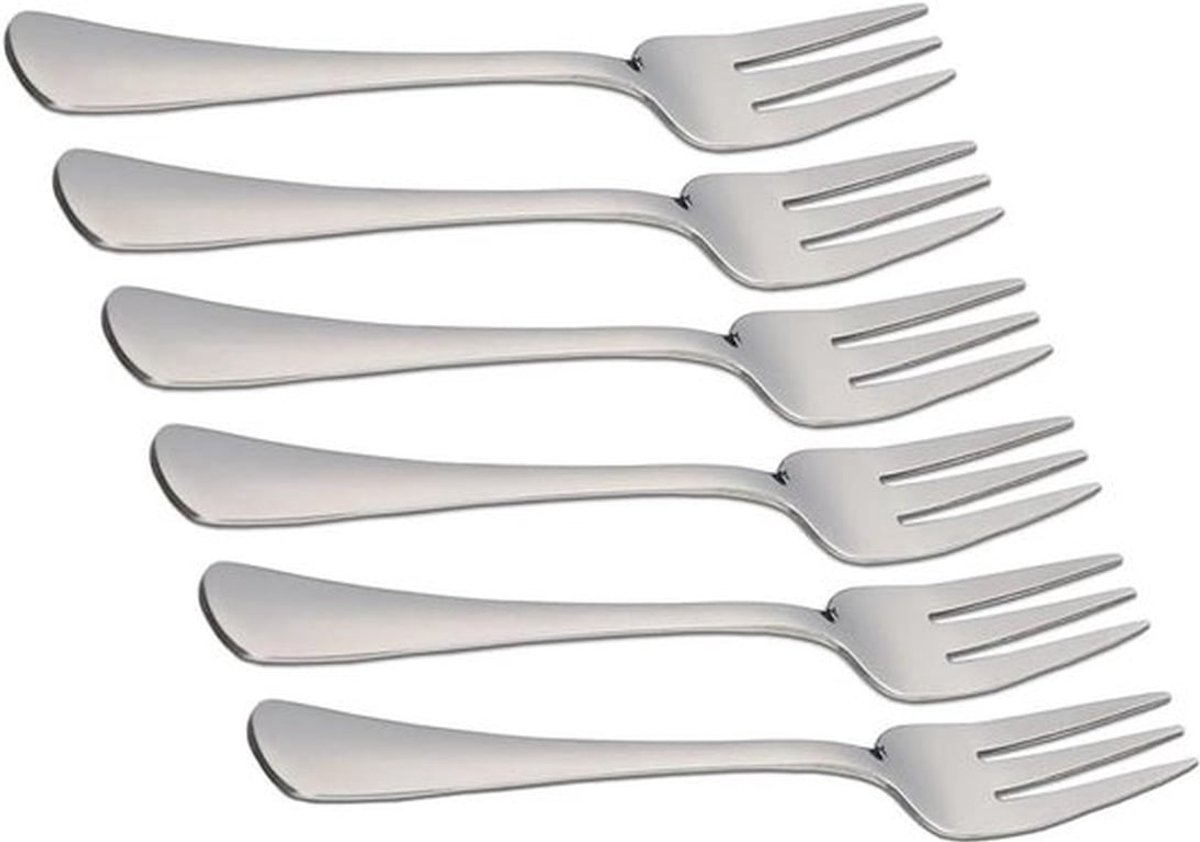 Set van 6 kleine vorken van roestvrij staal van 13,3 cm, ideaal voor desserts, cocktails, salades en fruit met duurzame en stijlvolle afwerking