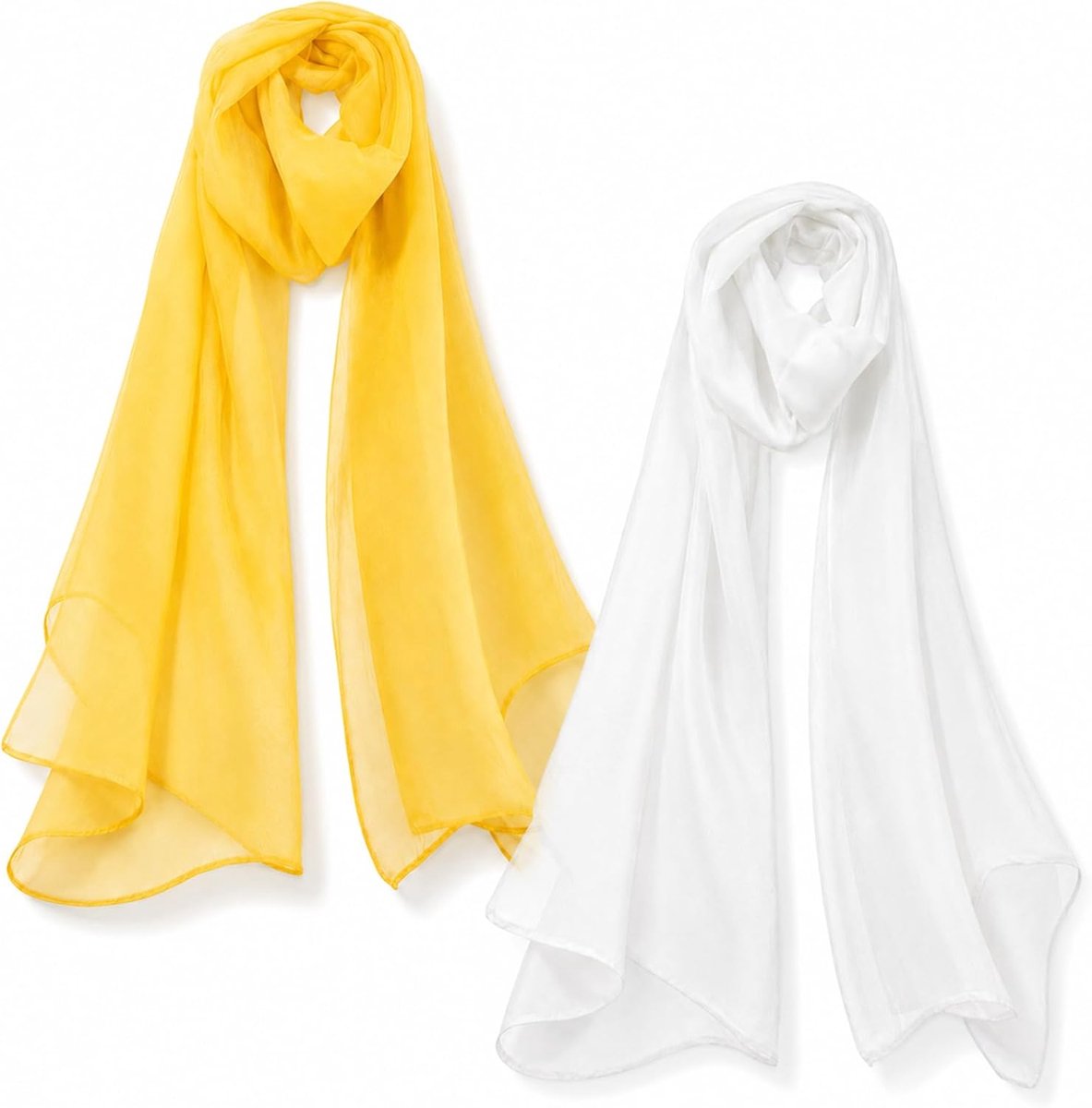 2 stuks chiffon sjaal, licht, ademend, sjaals voor dames, polyester, zonwering, sjaal, veelzijdige stijl, halsdoek - ShopVlot