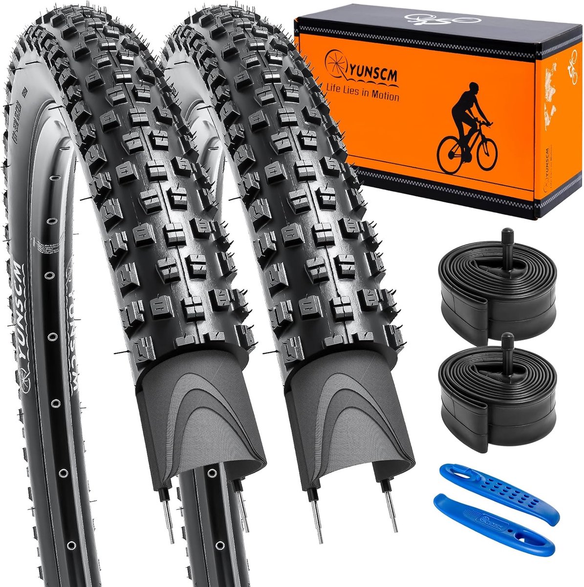 YunSCM 2pcs 60 TPI Nylon Leak Proof 26 Inch Tires 26 x 2.35 Jacket 60-559 Plus 2 Pieces 26 Inch Inner Tube 26 x - ShopVlot