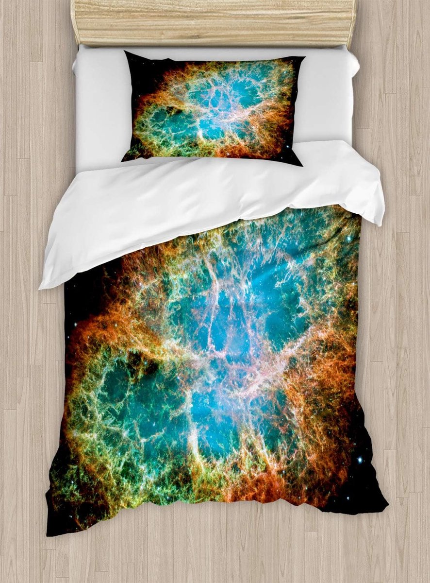 ABAKUHAUS Ruimte Dekbedovertrekset, Supernova Stars Cosmos, Decoratieve delige Bedset met siersloop, 130 x 200 cm - ShopVlot