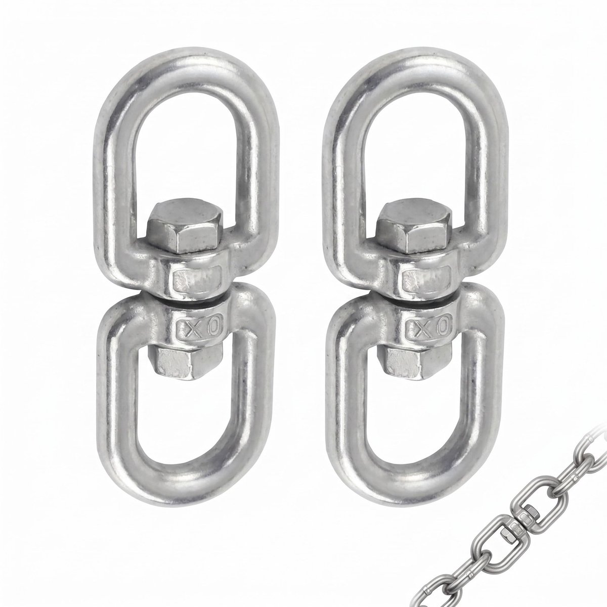 Solidchoice - Set van 2 M8 Dubbele Wervels van Roestvrij Staal voor Diverse Toepassingen