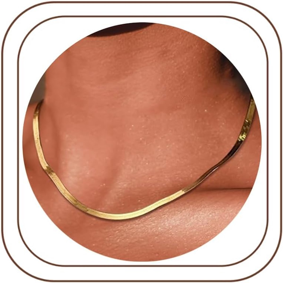 Halsketting dames - slangketting herringbone - choker kraag - elegante uitstraling - ShopVlot