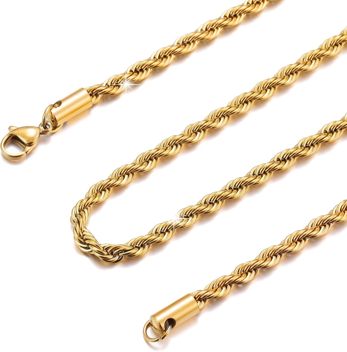 kettensnoer mannen 2-4mm - roestvrij staal - gedraaide ketting - stijlvol accessoire - ShopVlot