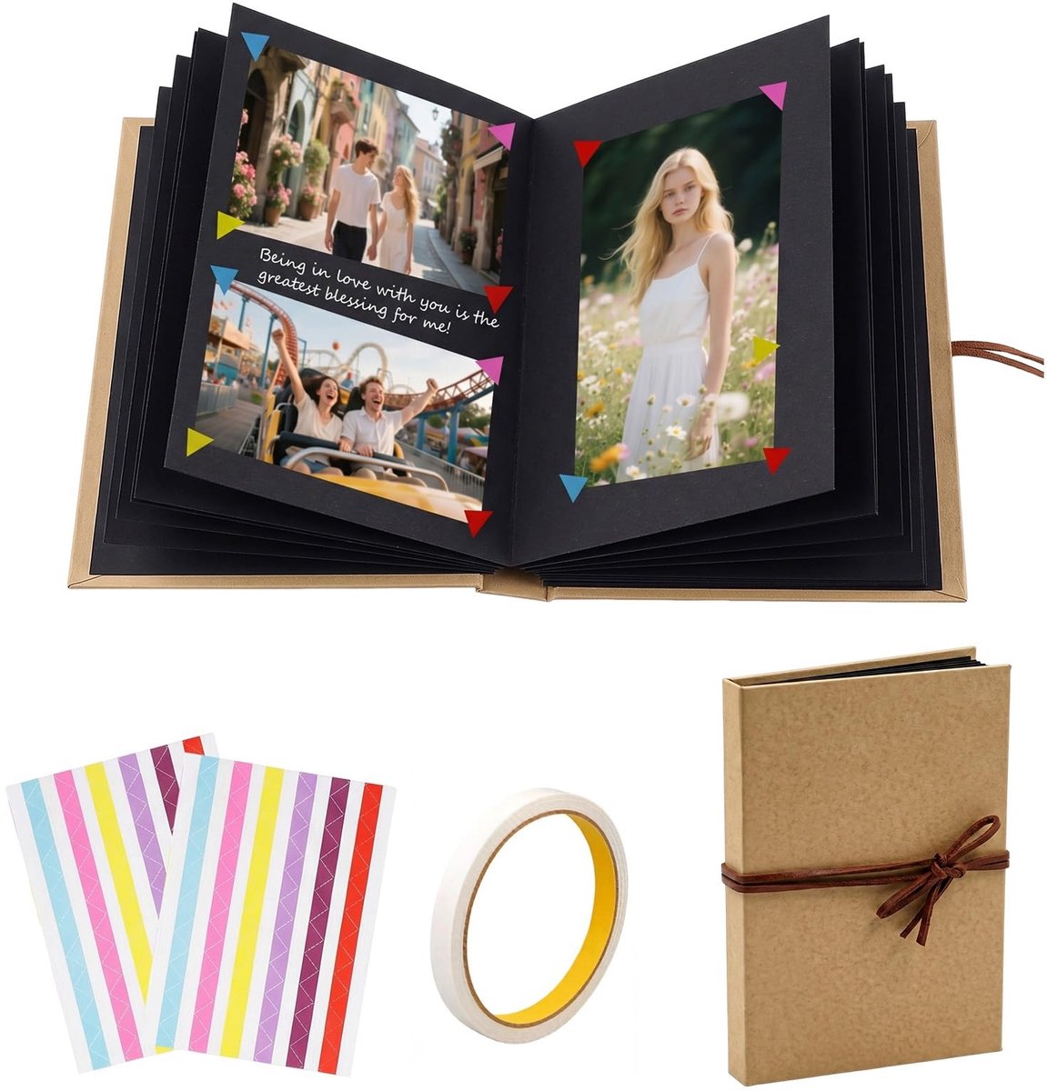 Solidchoice - Doe-Het-Zelf Fotoalbum in Harmonica-Design met Zelfklevende Hoeken