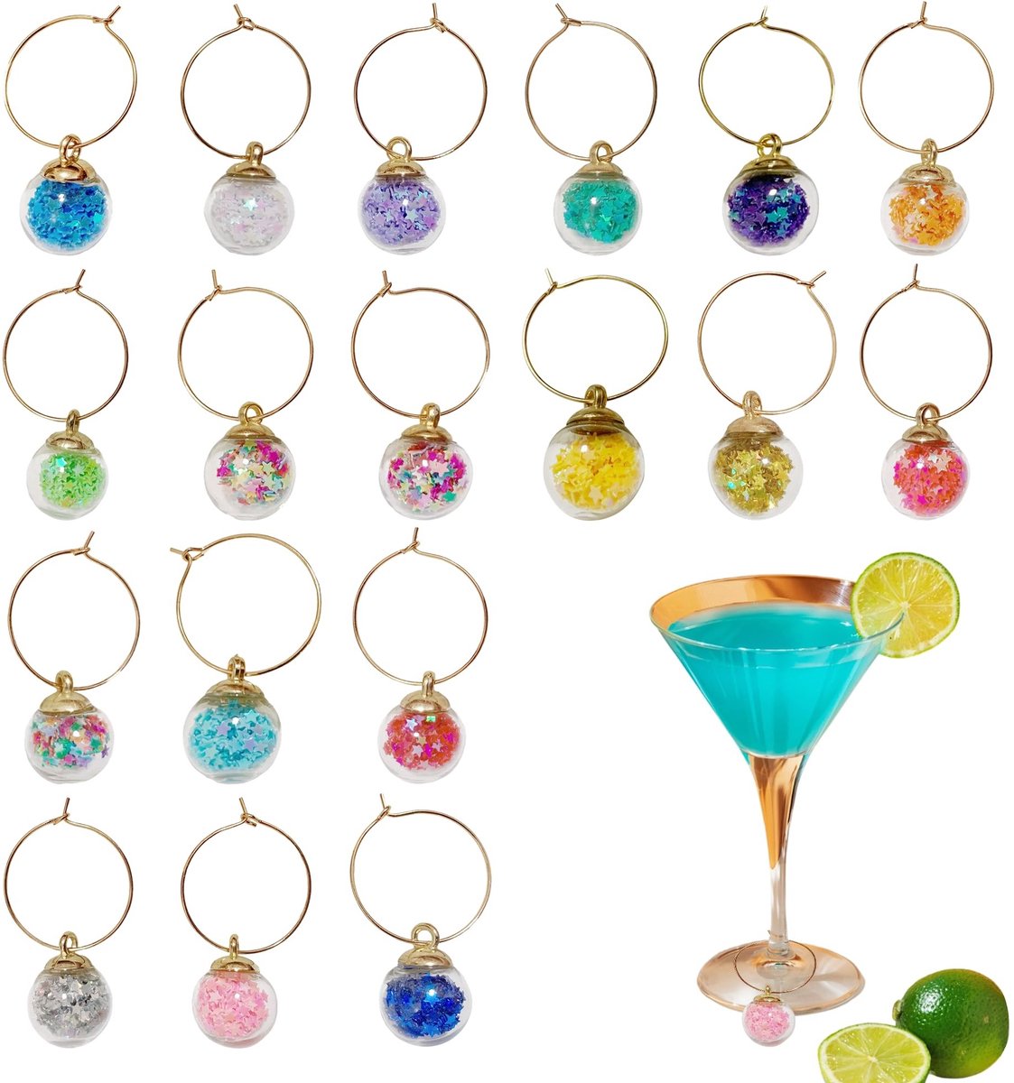 Solidchoice - Herbruikbare Glazen Drinkmarkers voor Glazen, Set van 18