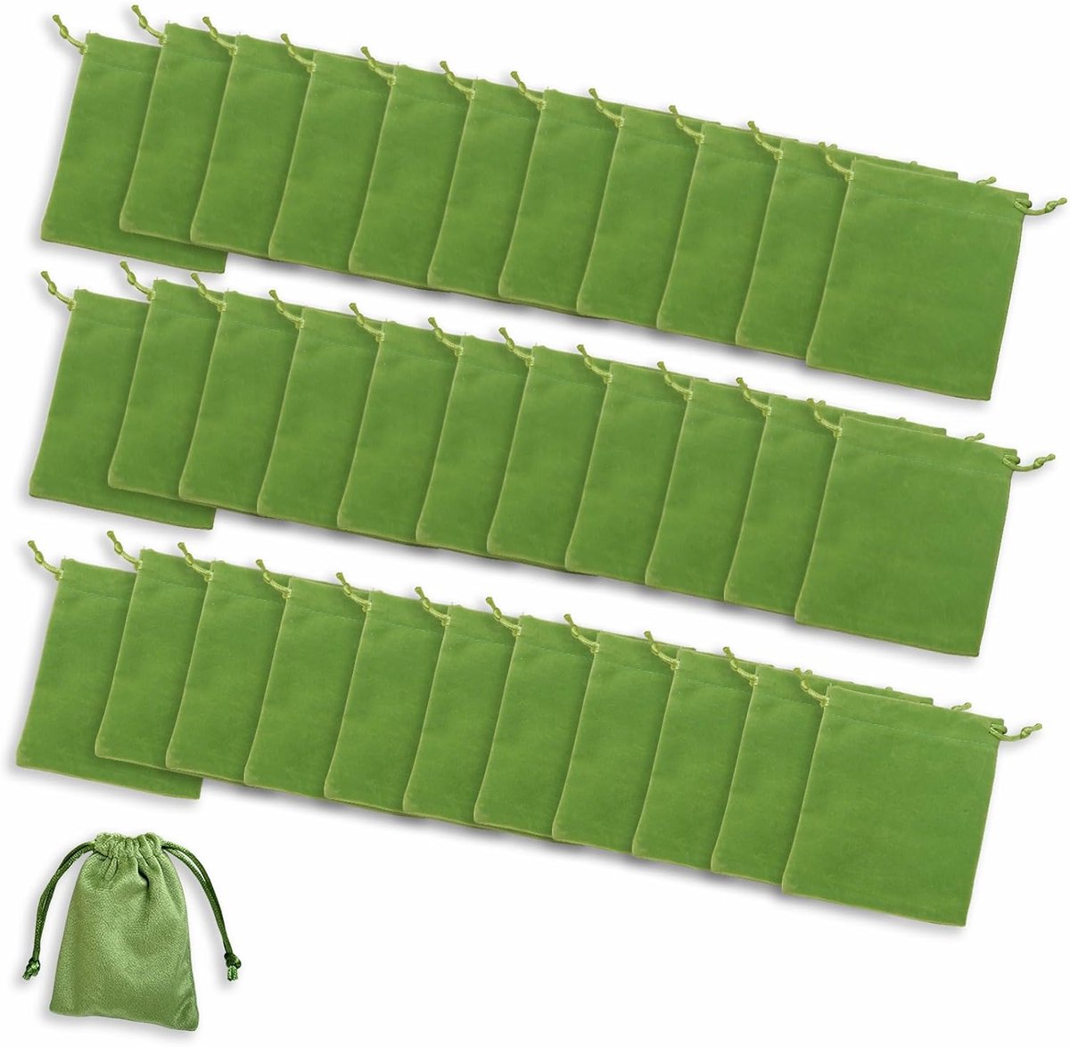 Cadeauzakjes 30 stuks - fluweellimoengroen - herbruikbaar - perfect voor feestjes - ShopVlot