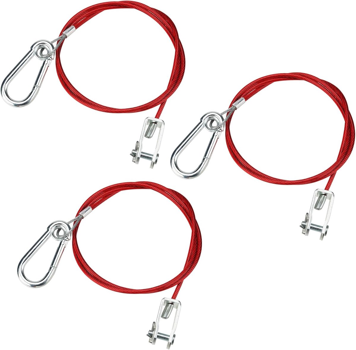 Trekdraad 1m met karabijnhaak - 4mm stalen kabel - veilig tot 400kg - ideaal voor trailers - ShopVlot