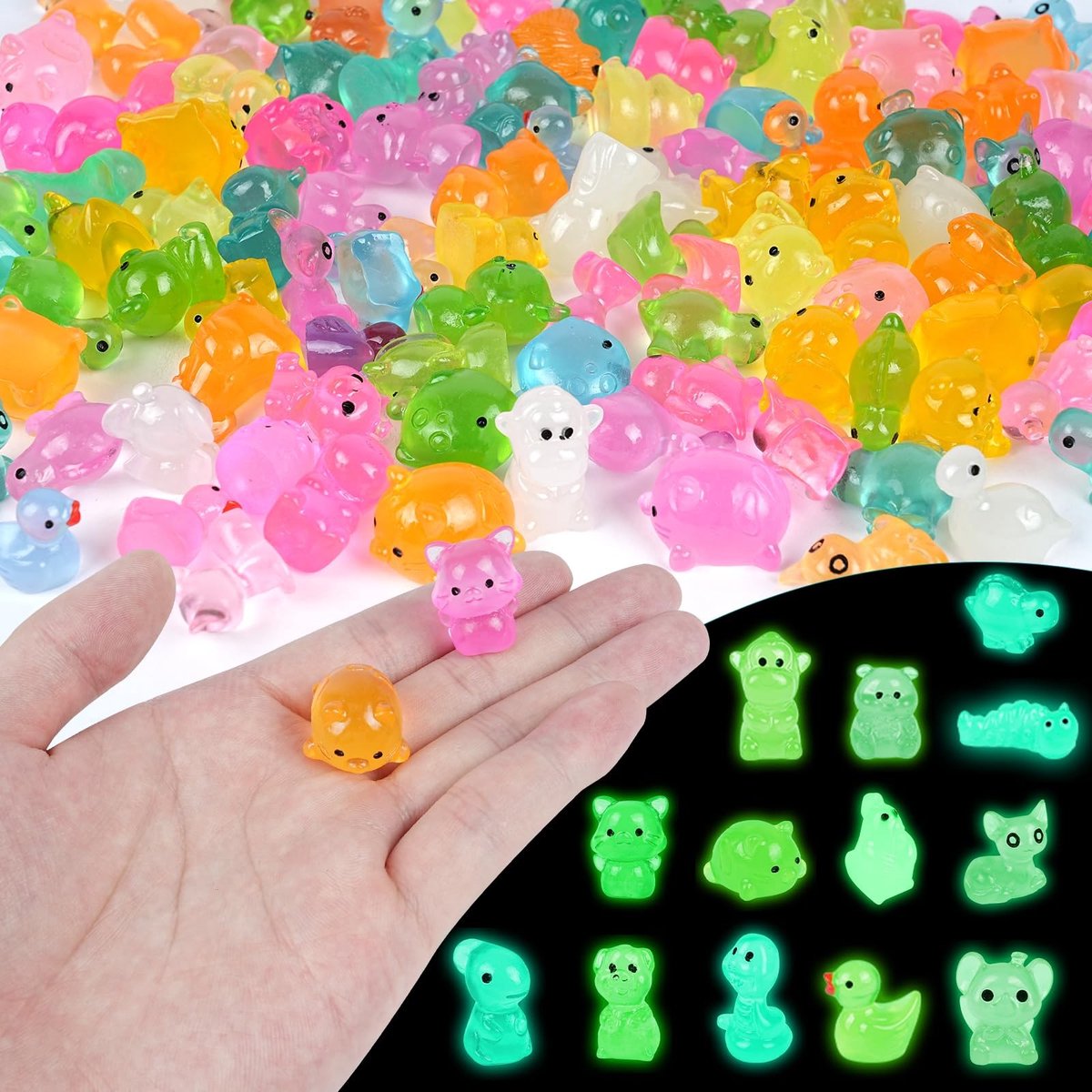 Solidchoice - 120 Stuks Mini Luminous Resin Dieren voor Creatieve Projecten