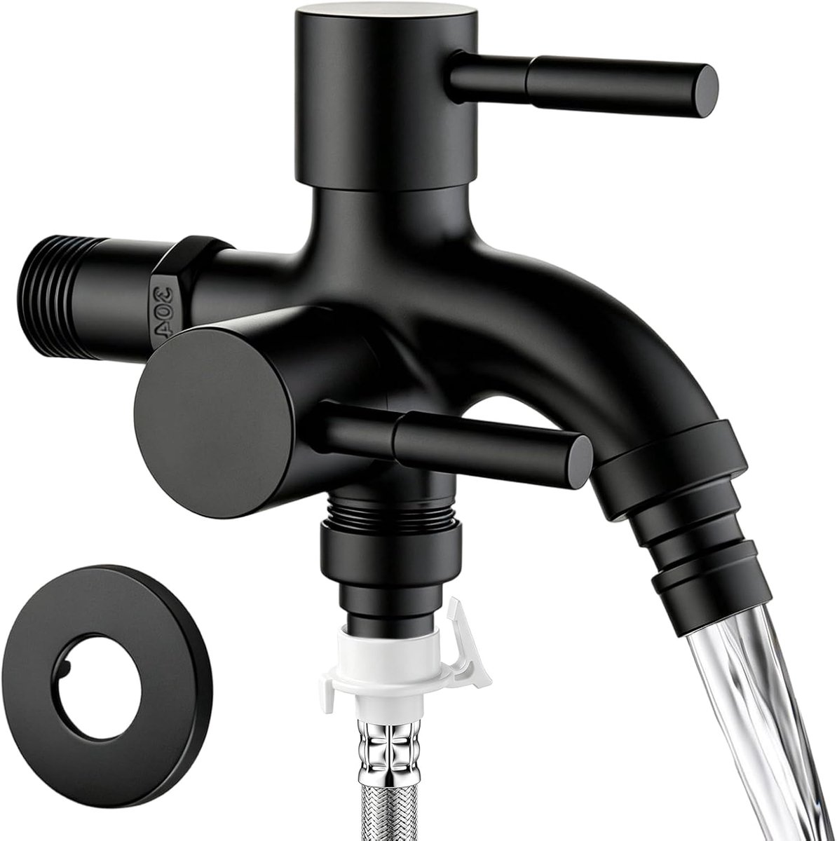 Dubbele waterkraan 1/2 inch - roestvrij staal - vorstbestendig - ideaal voor tuin en wasmachine - ShopVlot