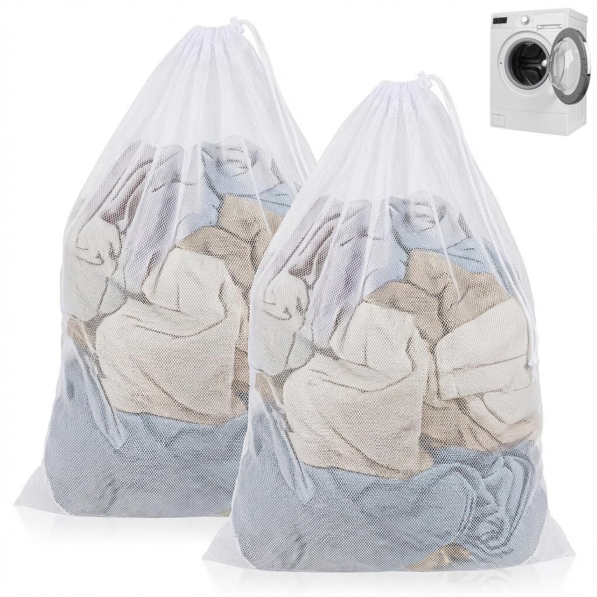 Solidchoice - 2 Stuks Waszakken met Koord voor Wasmachine