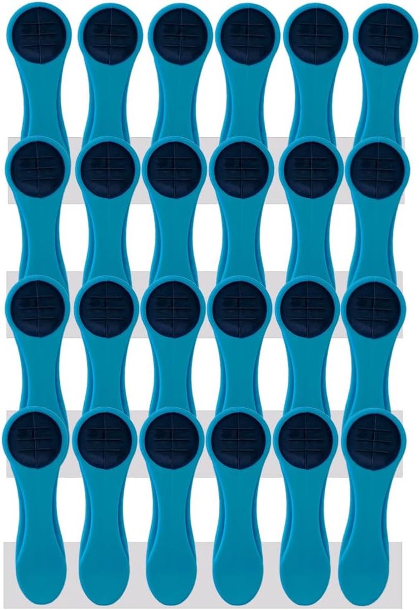 Knijpers 24 stuks - blauw/antraciet - met spiralen en zachte grip - ideaal voor delicate was - ShopVlot