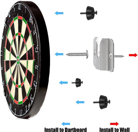 Dartbord Ophangsysteem - Muurbevestiging Kit - Stalen Dart Games - 3 Set Inclusief - Compact Formaat - Zilver Zwart van Merkloos — afbeelding 2