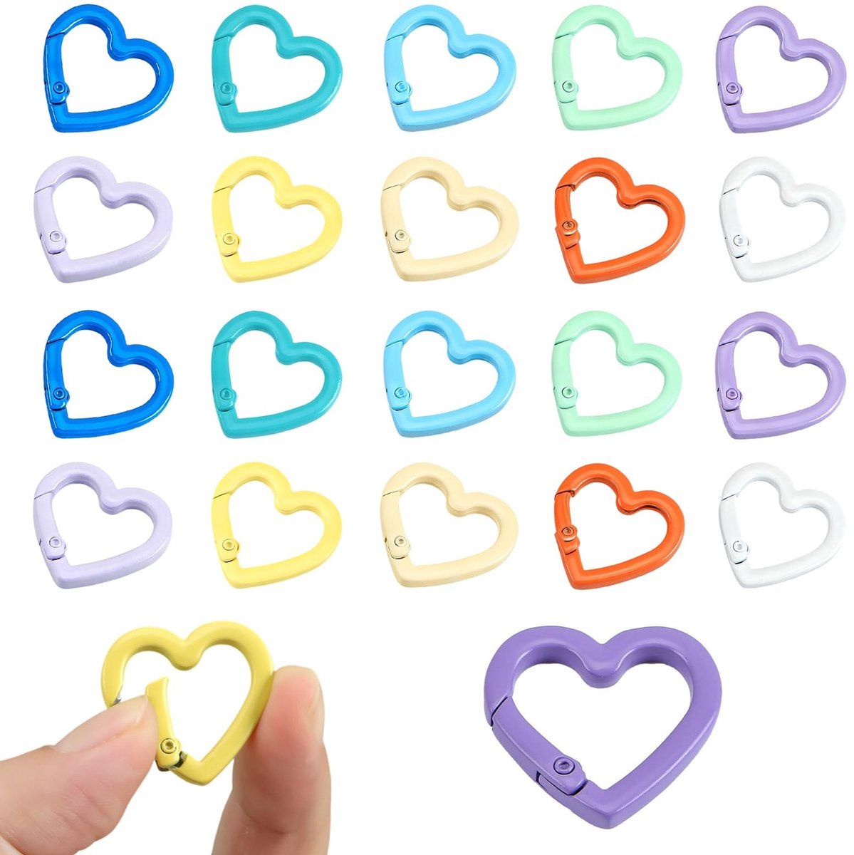 Solidchoice - Set van 20 Mini Hart Sleutelhangers Karabijnhaken voor Creatief Gebruik