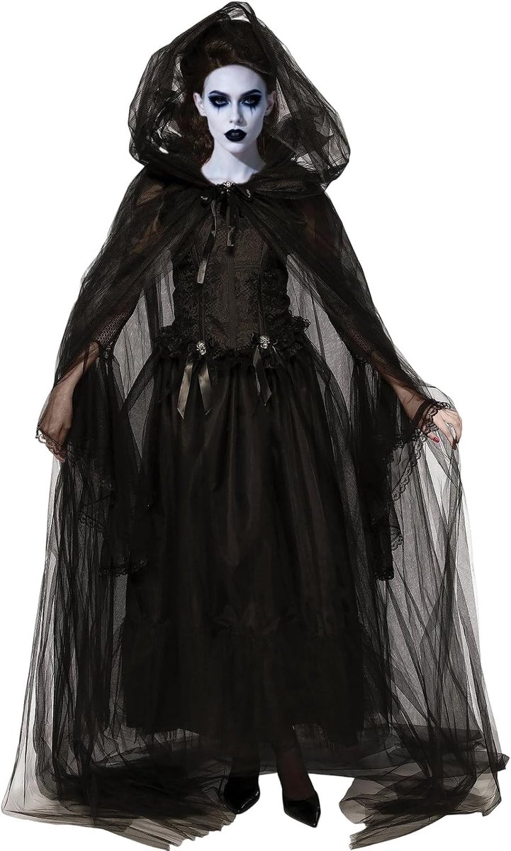 Halloween kostuum ghost bride - zwarte ghost bruid - voor vrouwen - perfect voor Halloween feest - ShopVlot