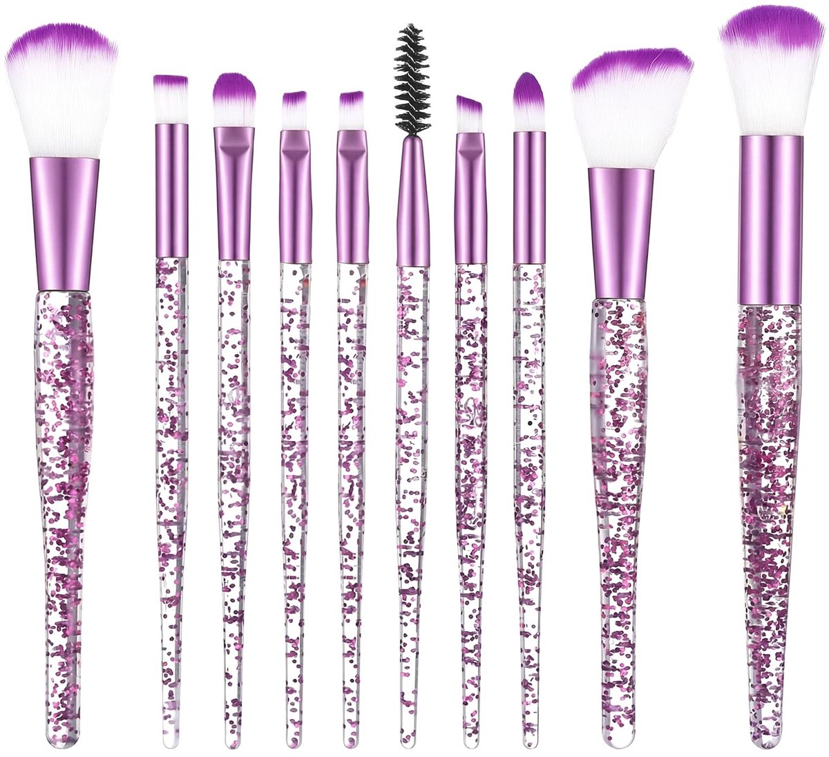 Solidchoice - Set van 10 Glitterende Make-upborstels met Kristallen