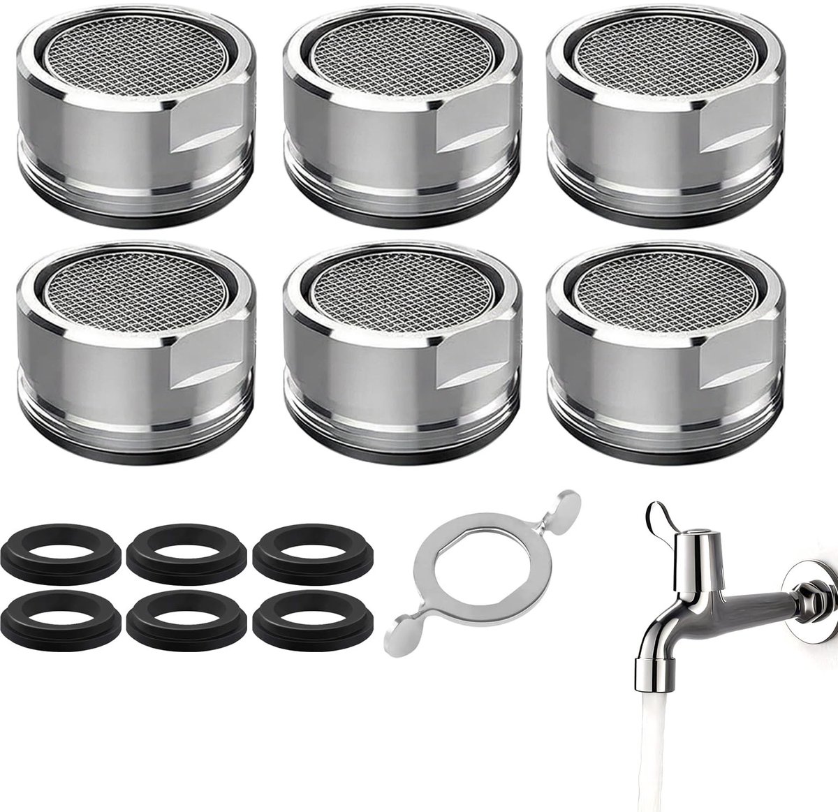 Solidchoice - Set van 6 M24 Perlators voor Waterbesparing en Filtratie