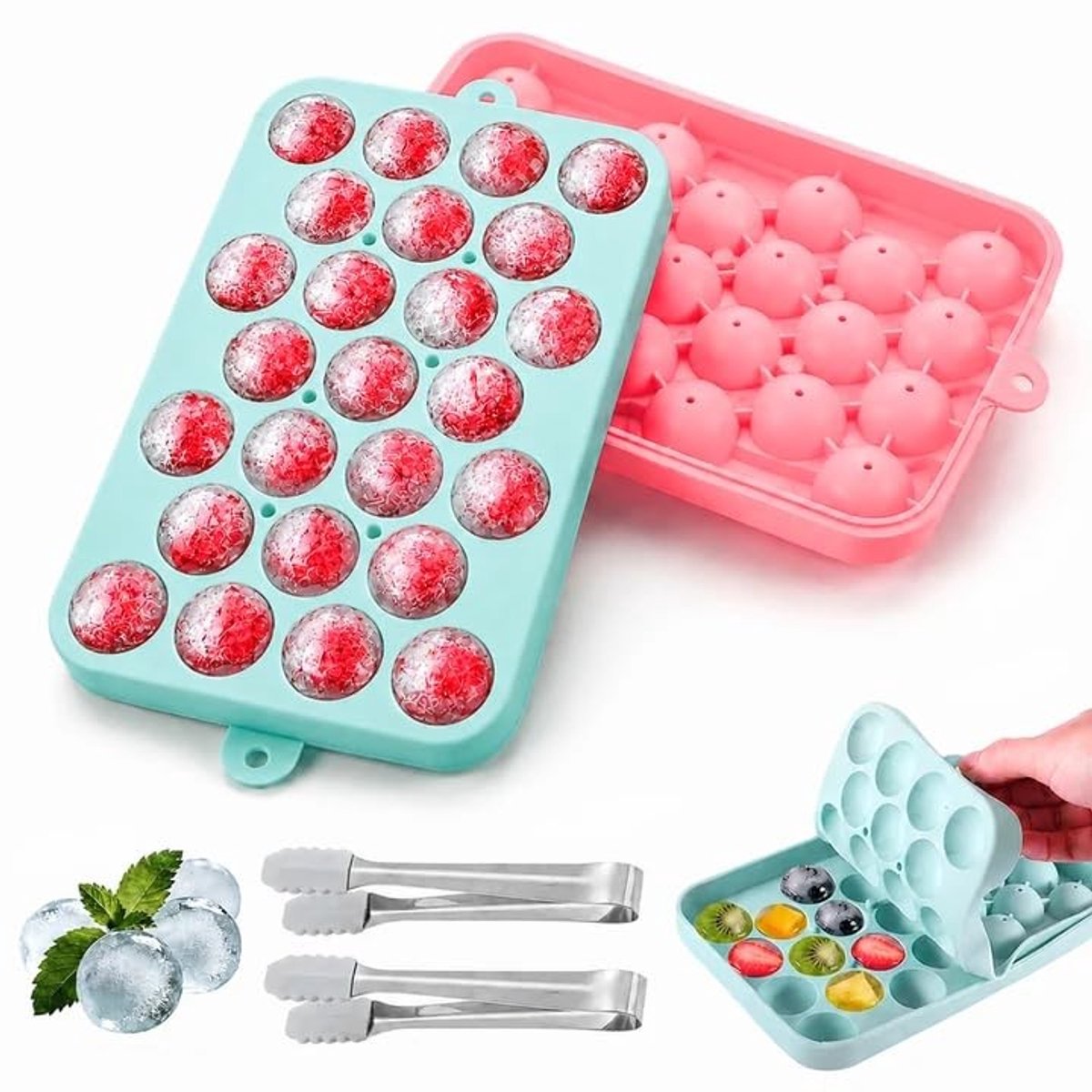 Solidchoice - Set van 2 Silicone IJsvormpjes met 25 Compartimenten voor Cocktails