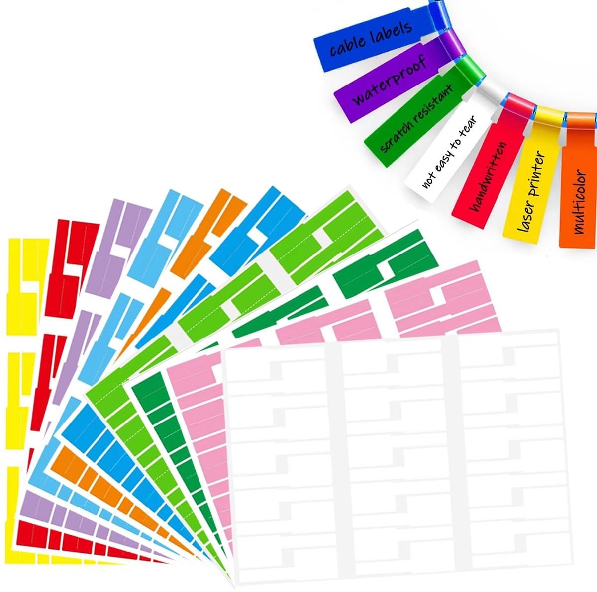 Solidchoice - Set van 300 Zelfklevende Kabeletiketten in 10 Kleuren