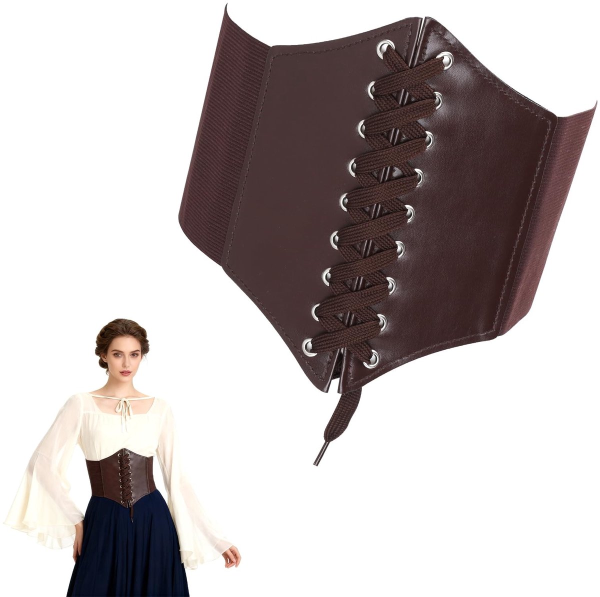 Solidchoice - 2-Pak Vrouwen Onderbust Corset voor Verkleedpartijen
