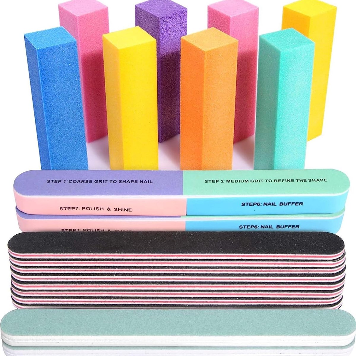 Nagelvijlen en buffers 20 stuks - 7-weg nagelbufferblokset - professionele manicure-gereedschappen - ShopVlot