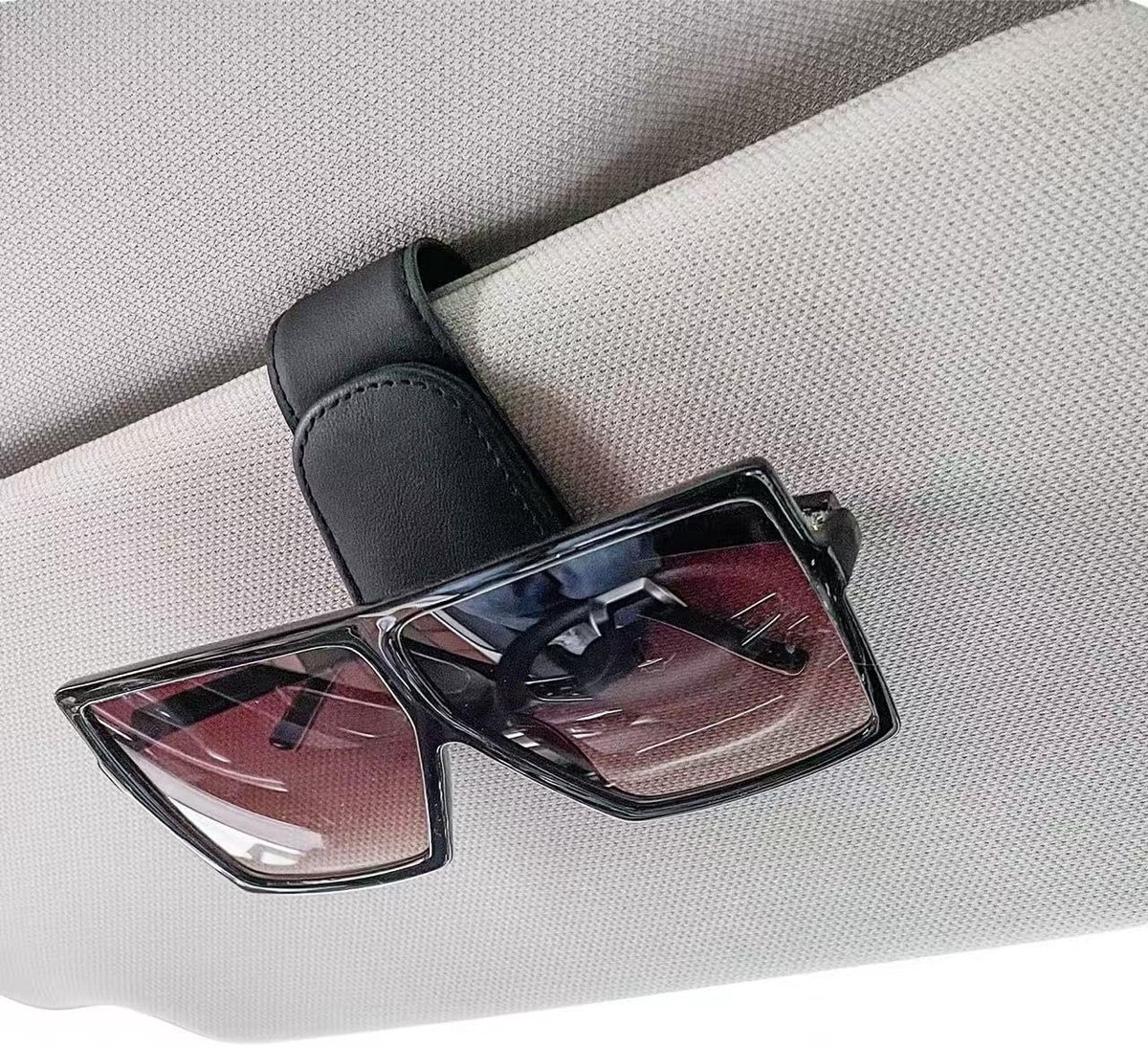 Zonnebrilhouder voor autovizier - auto-lock sluiting - zacht schuim en antikrassend siliconen - veilig voor brillen - ShopVlot