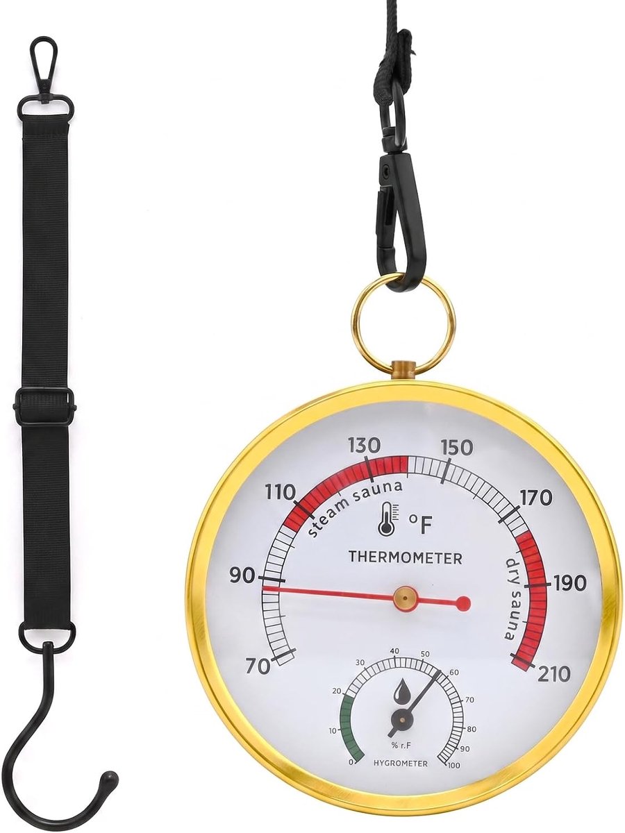 Sauna-thermometer hygrometer 2-in-1 - analoog tot 120 °C - met ophanghaak - ideale saunaklimaatbewaker - ShopVlot