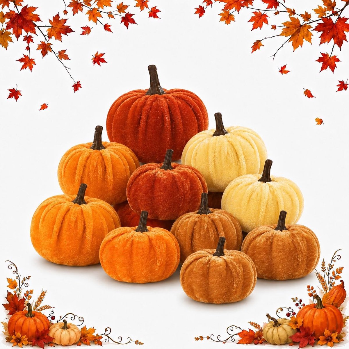 Pompoen decoraties 20 stuks - fluweel - elegante uitstraling - perfect voor herfstdecoratie - ShopVlot