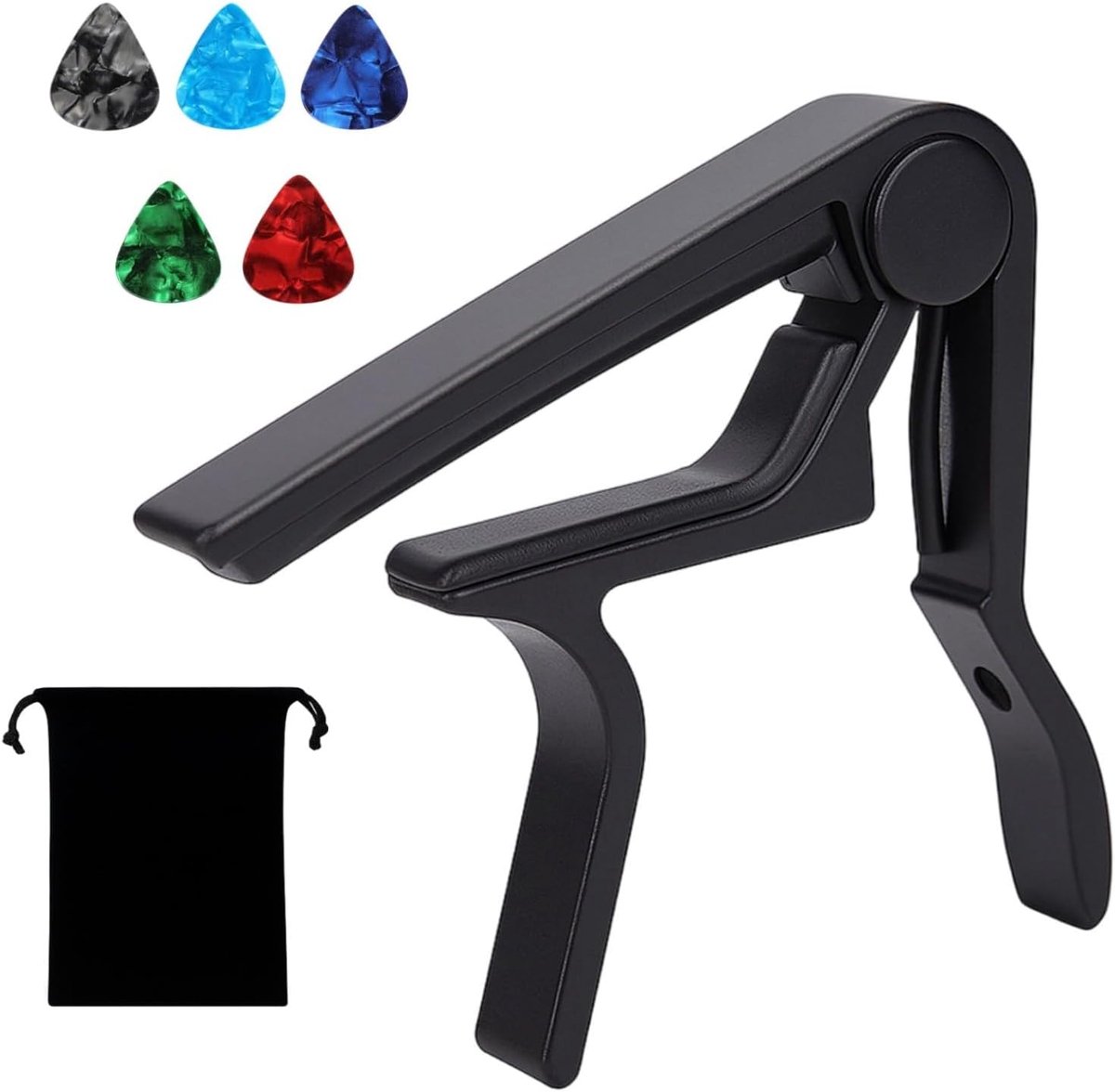 Capo gitaarcapo - aluminiumlegering - zwart - helder geluid voor diverse instrumenten - ShopVlot