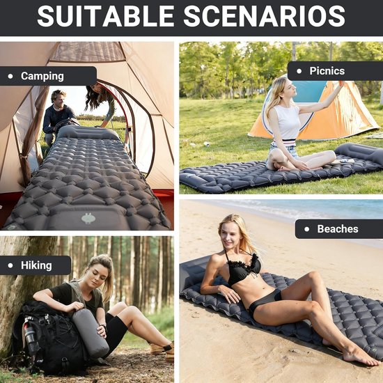 Opblaasbare mat 190 x 60 cm - TPU - met voetpedaal - ideaal voor camping - ShopVlot — afbeelding 5