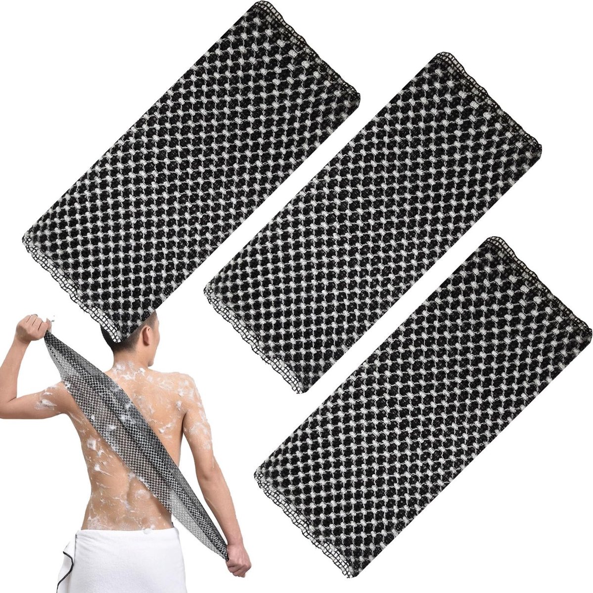 Solidchoice - Set van 3 Exfoliërende Douchetowels voor Gevoelige Huid