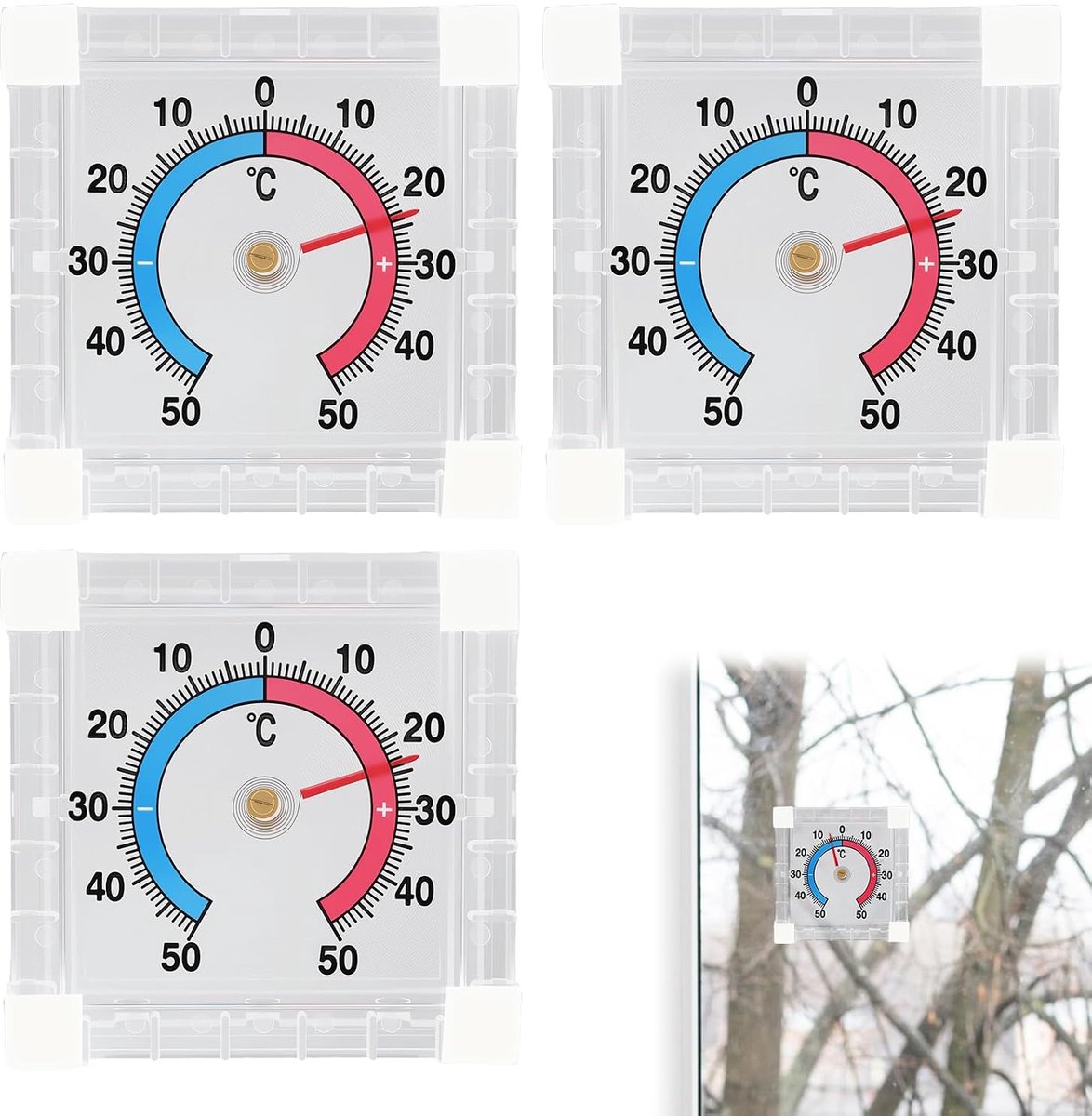 buitenthermometer voor ramen 3 stuks - zelfklevend - weerbestendig - duidelijke temperatuurweergave - ShopVlot
