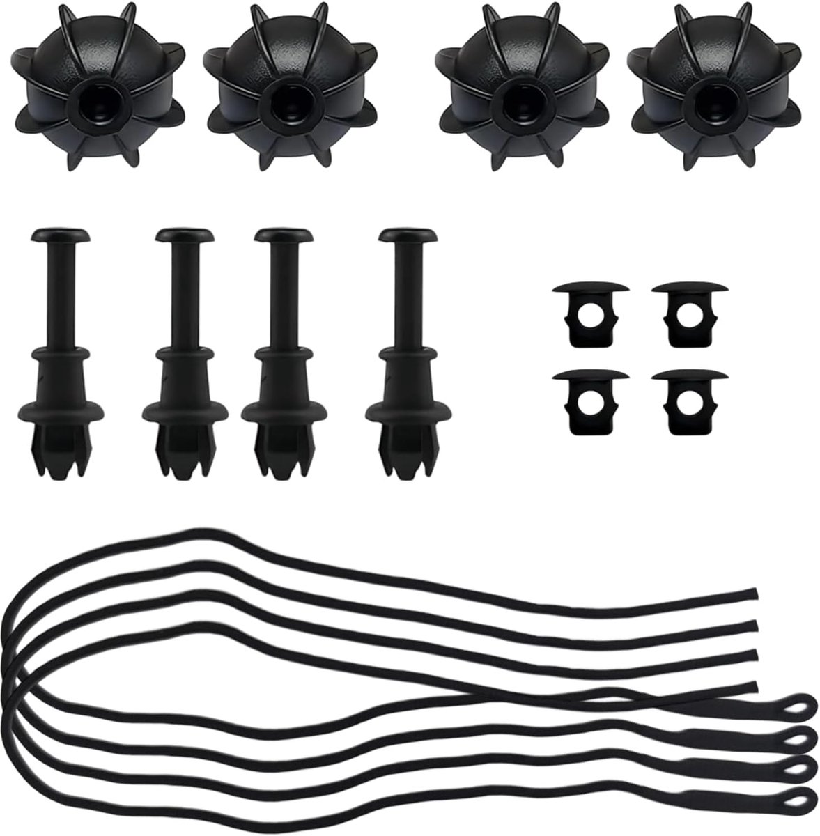 Set van 4 auto kofferruimte houderbanden - zwarte bevestigingsbanden - met clips - stevig bevestigen - ShopVlot