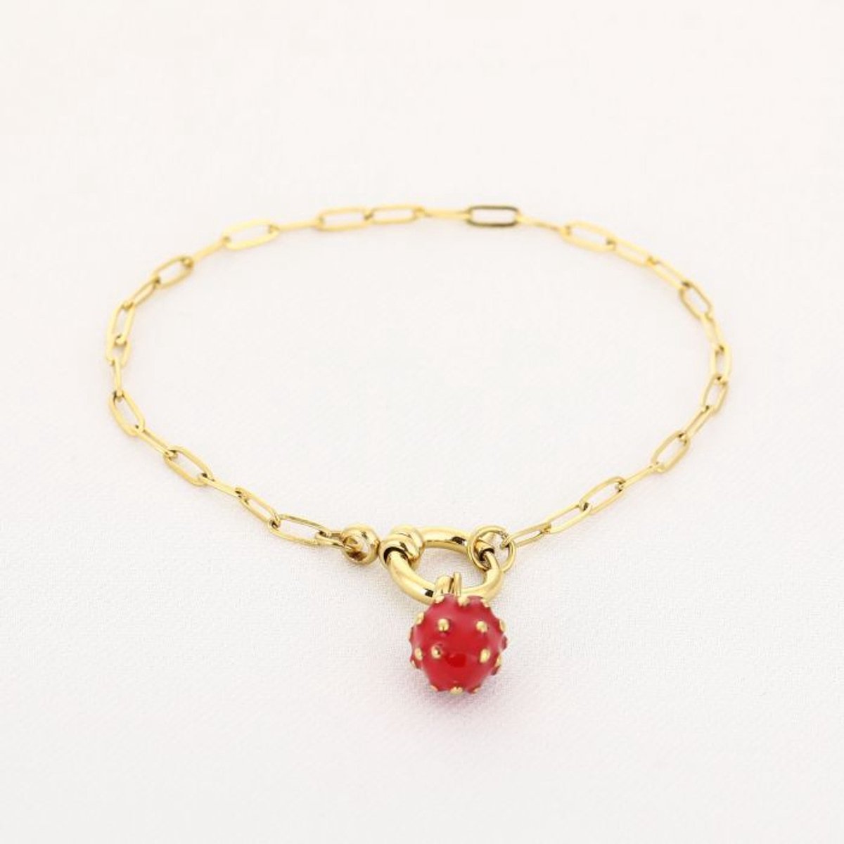 armband - aardbei - rvs - goud - cadeau tip