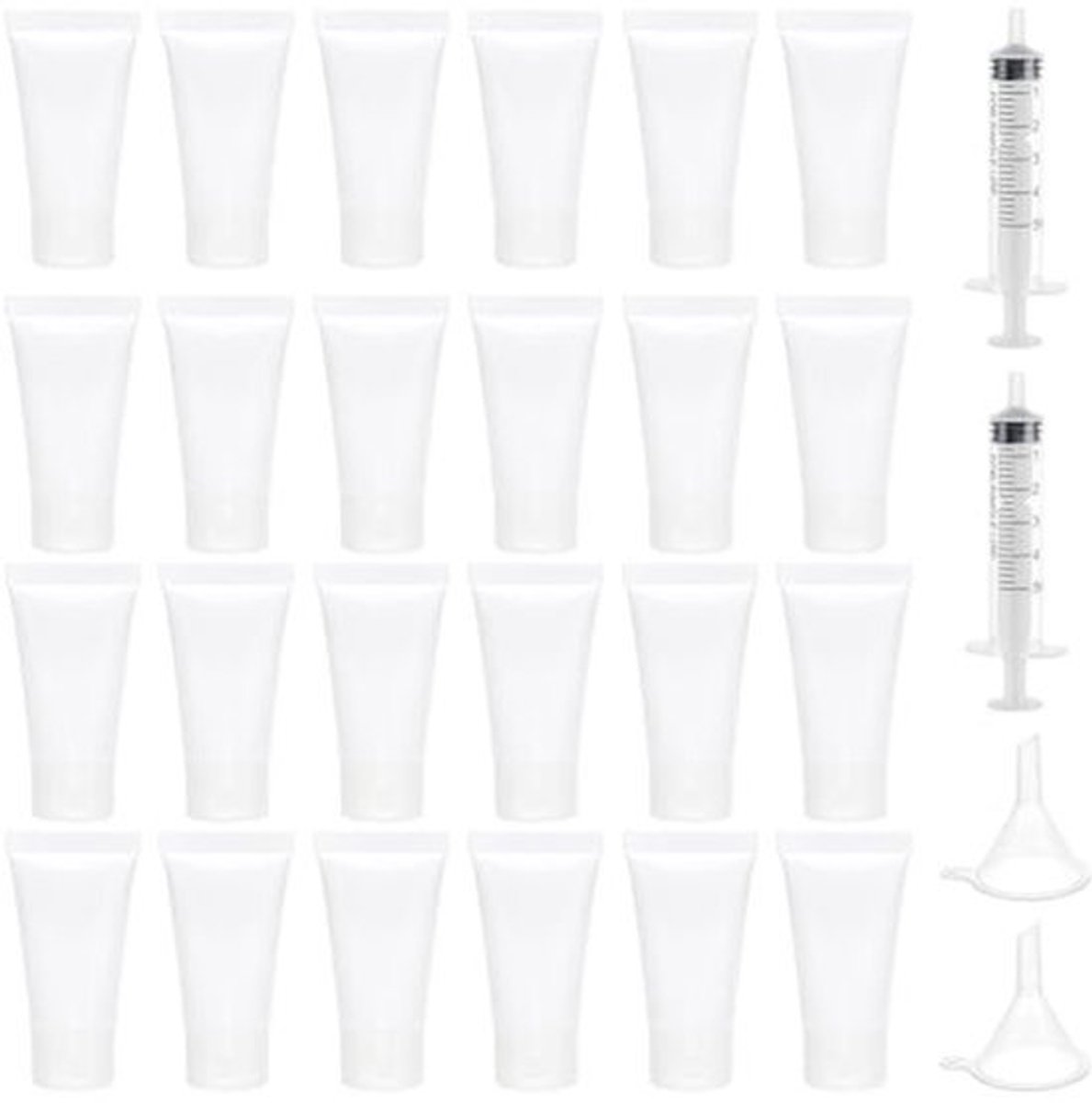 30 Stuks 15 ml Lege Lotionbuizen - Met 2 Trechters en 2 Naaldloze Spuiten - Ideaal Voor Reizen