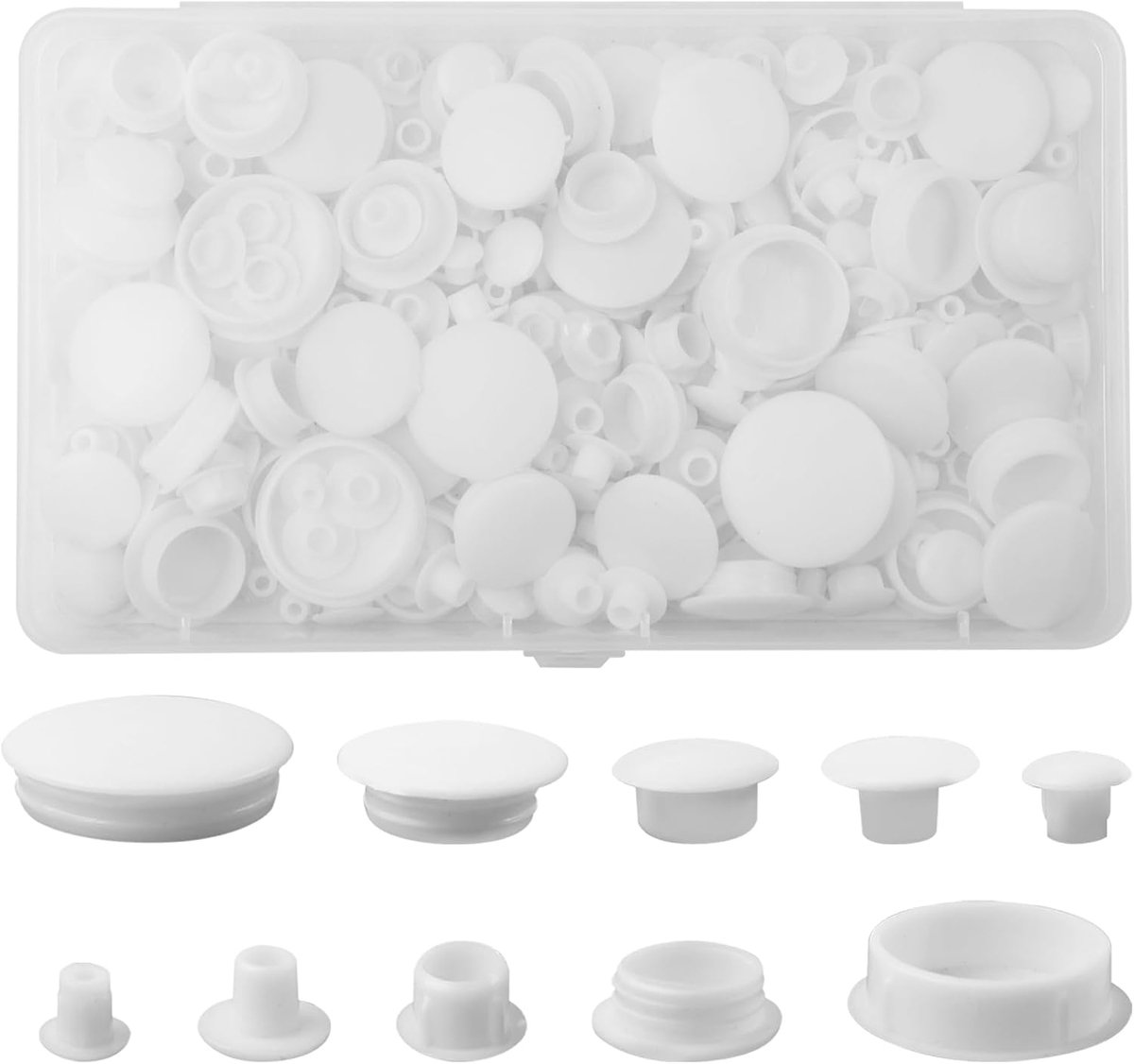 Plastic gatenpluggen 200 stuks - diverse maten 5-25mm - kunststof - sluit gaten in meubels - ShopVlot