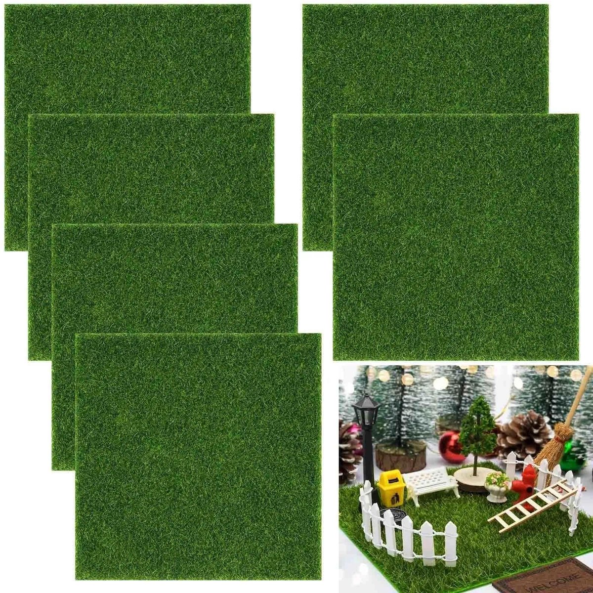 Solidchoice - Set van 6 Mini Kunstgras Vilt voor Creatieve Projecten